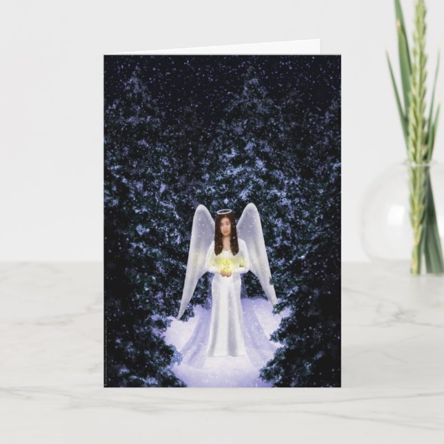 Festiva Tarjeta de Navidades de Angel de Nieve (Anverso)