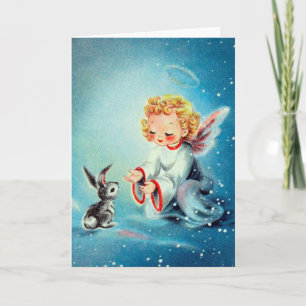 Festiva Tarjeta de Navidades de Ángel de Vintage
