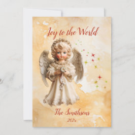 Festiva Tarjeta de Navidades de Ángel de Vintage Cute