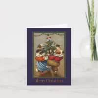 Tarjeta de Navidades de animales de danza de vinta