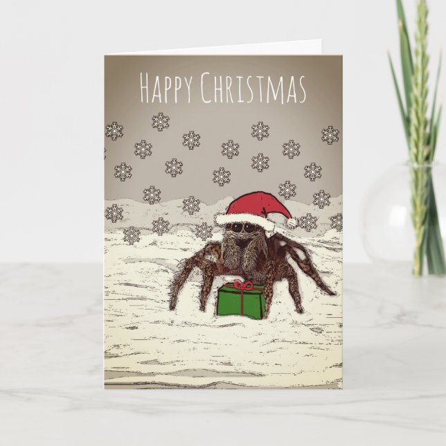 Festiva Tarjeta de Navidades de araña feliz con nombre per (Anverso)
