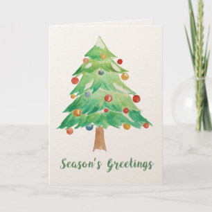 Festiva Tarjeta de Navidades de árbol navideño acuarela