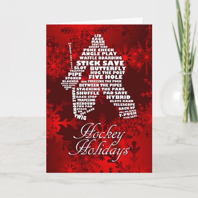 Festiva Tarjeta de Navidades de arte de palabras de hockey (Anverso)