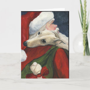 Festiva Tarjeta de Navidades de arte de perros "Greyhound 