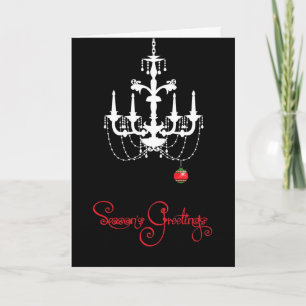 Festiva Tarjeta de Navidades de arte rojo blanco negro
