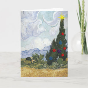 Festiva Tarjeta de Navidades de artista Van Gogh Cypress