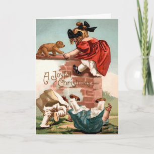 Festiva Tarjeta de Navidades de ataque de oso vintage
