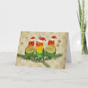 Festiva Tarjeta de Navidades de Aves Doradas