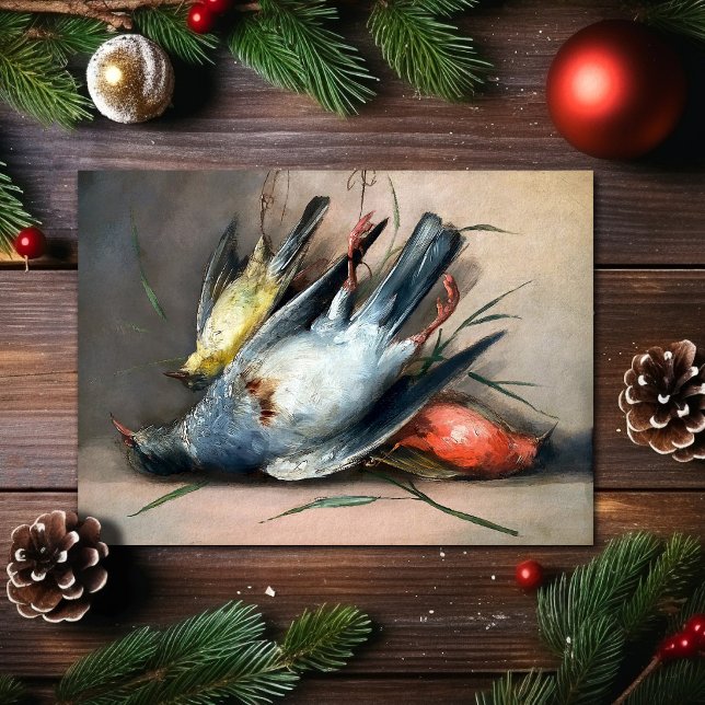 Festiva Tarjeta de Navidades de Aves Muertas Vintage (Subido por el creador)