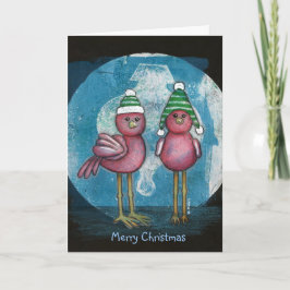Festiva Tarjeta de Navidades de Aves Rojas