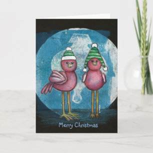 Festiva Tarjeta de Navidades de Aves Rojas