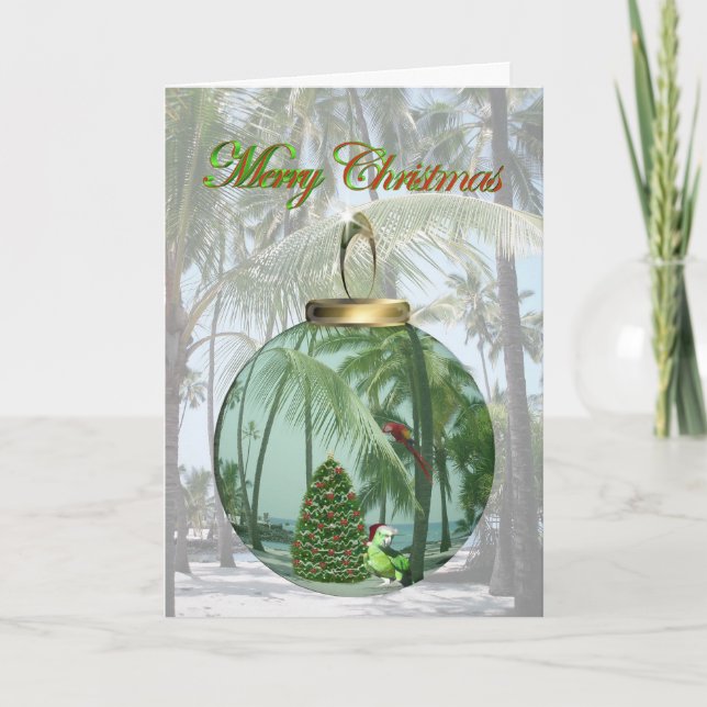Festiva Tarjeta de Navidades de aves tropicales (Anverso)
