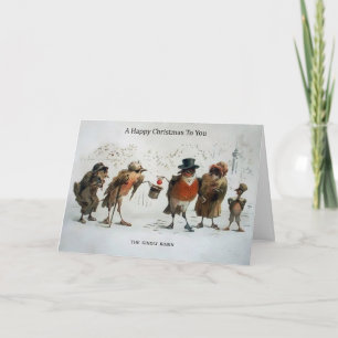 Festiva Tarjeta de Navidades de Aves Victorianas Vintage