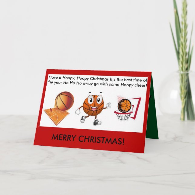 Festiva Tarjeta de navidades de baloncesto Hoopy (Anverso)