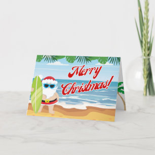 Festiva Tarjeta de Navidades de Beach Santa
