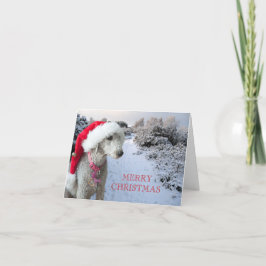 Festiva Tarjeta de Navidades de Bedlington terrier