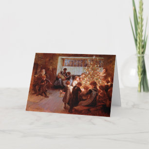 Festiva Tarjeta de Navidades de Bella Artes de Vintage