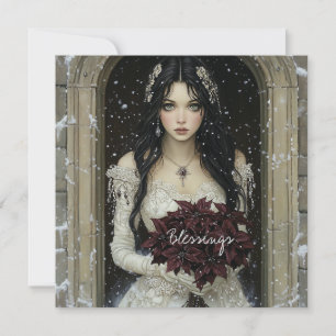 Festiva Tarjeta de Navidades de belleza gótica de Bendició