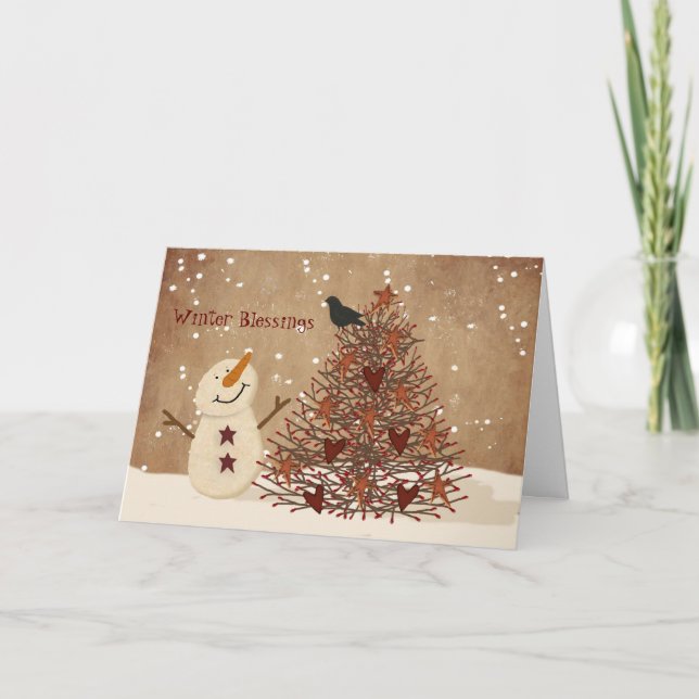 Festiva Tarjeta de Navidades de Bendición de Invierno (Anverso)