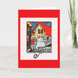 Festiva Tarjeta de Navidades de bloques de madera de 1926