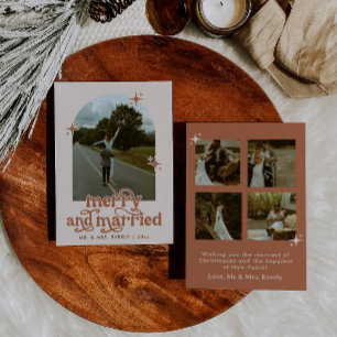Festiva Tarjeta De Navidades De Boho Con Merry Y Casados
