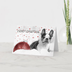 Festiva Tarjeta de Navidades de Boston Terrier