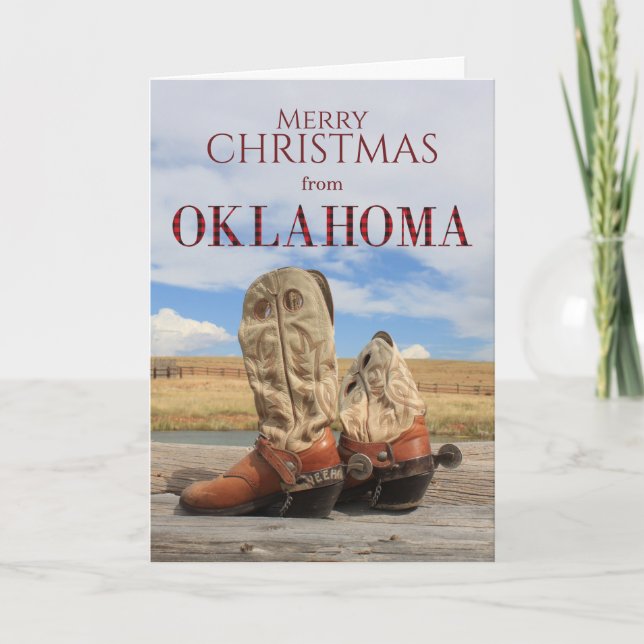 Festiva Tarjeta de Navidades de Bota de Bota de Oklahoma (Anverso)