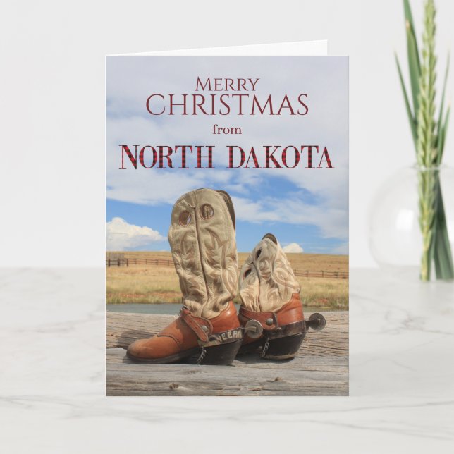 Festiva Tarjeta de Navidades de Bote de Dakota del Norte (Anverso)