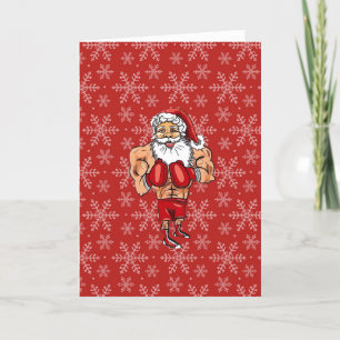 Festiva Tarjeta de Navidades de boxeo de Santa 
