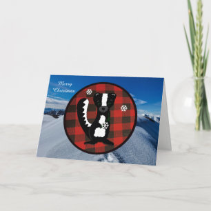 Festiva Tarjeta de Navidades de Buffalo Plaid Woodland