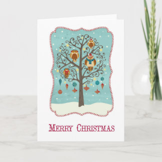 Festiva Tarjeta de Navidades de búho