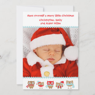 Festiva Tarjeta de Navidades de búhos de compañía