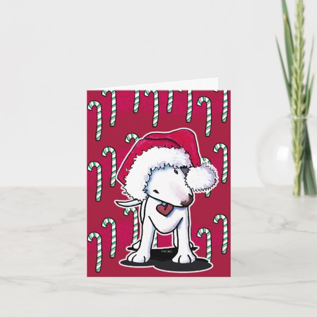 Festiva Tarjeta de Navidades de Bull Terrier (Anverso)