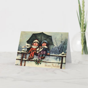 Festiva Tarjeta de Navidades de Buon Natale de Italia Vint
