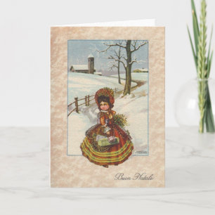 Festiva Tarjeta de Navidades de Buon Natale de Italia Vint