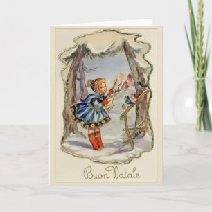 Festiva Tarjeta de Navidades de Buon Natale de Italia Vint