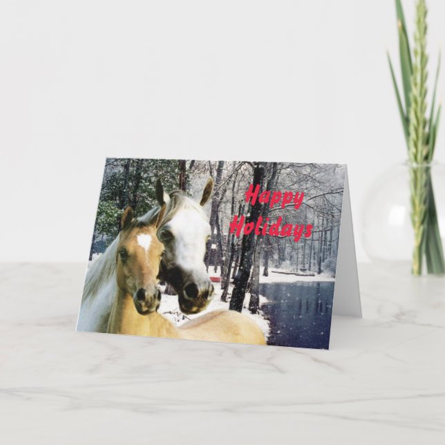 Festiva Tarjeta de Navidades de caballos (Anverso)