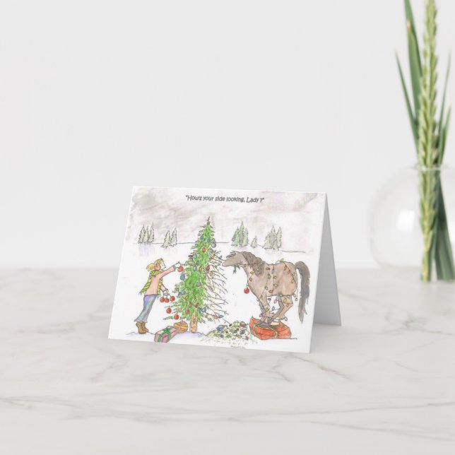 Festiva Tarjeta de Navidades de caballos (Anverso)