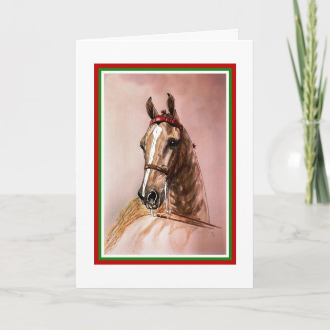 Festiva Tarjeta de Navidades de caballos con ruedas (Anverso)
