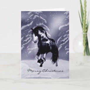 Festiva Tarjeta de Navidades de caballos - Pintura digital