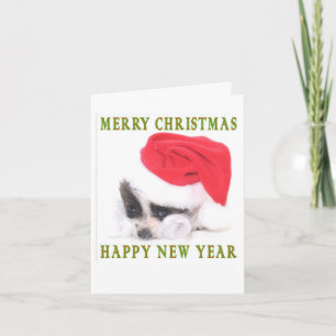FESTIVA TARJETA DE NAVIDADES DE CACHORA DE PAPILLON