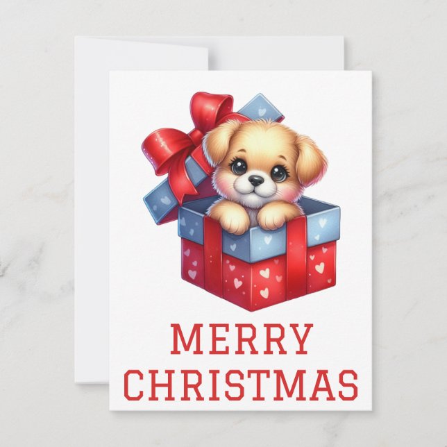 Festiva Tarjeta de Navidades de cachorros (Anverso)