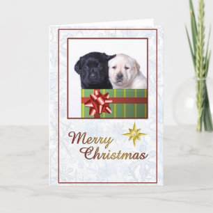Festiva Tarjeta de navidades de cachorros de Labrador
