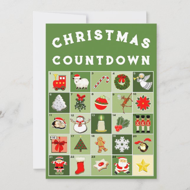 Festiva Tarjeta de Navidades de calendario anticipados (Anverso)