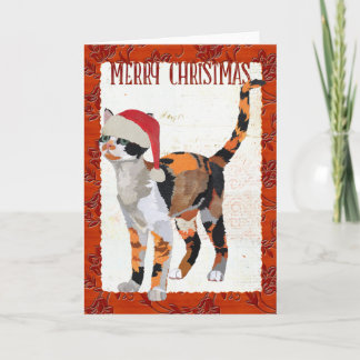 Festiva TARJETA DE Navidades DE CALICO CAT