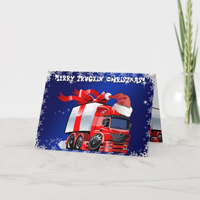 Festiva Tarjeta de Navidades de camioneros PERSONALIZADA (Anverso)