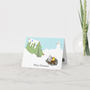 FESTIVA TARJETA DE NAVIDADES DE CAMPING DE TENT EN INVIERN
