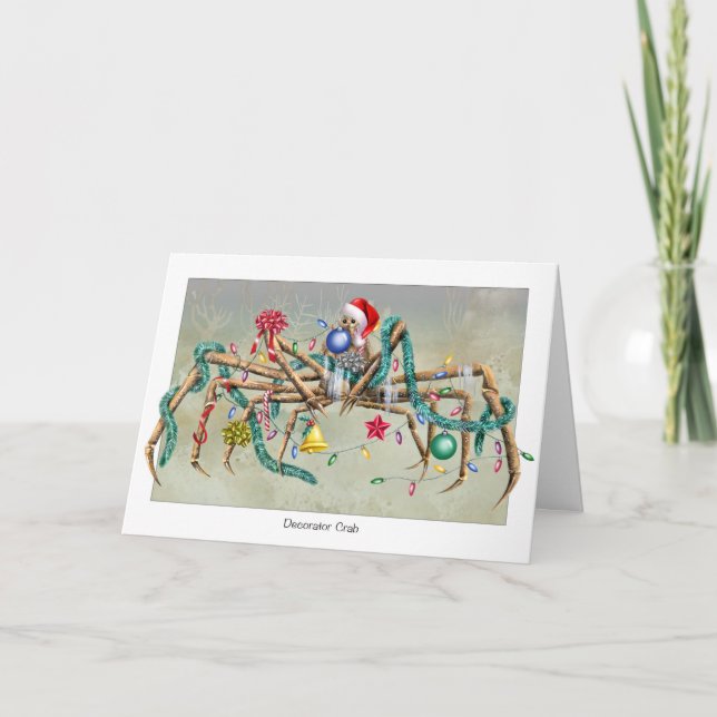 Festiva Tarjeta de Navidades de cangrejo decorador (Anverso)