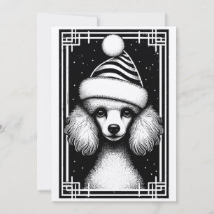 Festiva Tarjeta de Navidades de caniche de inspiración rús