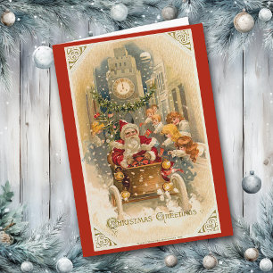 Festiva Tarjeta de Navidades de carrera medianoche de Retr